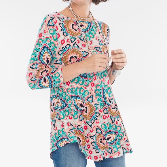 Chico's Tops - Chico’s Bombay Medallion Top Paisley Size Med